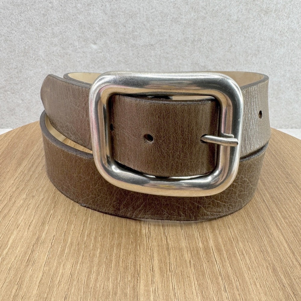 Streets Ahead Belt Womens L Brown Faux Leather Stainless Steel Buckle Adjustable